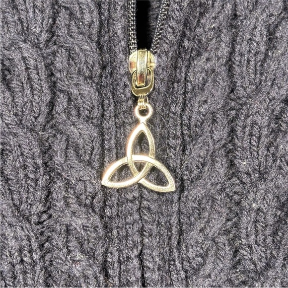 Aran Crafts Sweater Womens Large Wool Cardigan Hooded Cable Knit Zip Ireland - Picture 4 of 8